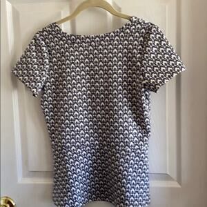 Ann Taylor NWT blue white womens XXSP short sleeve print top